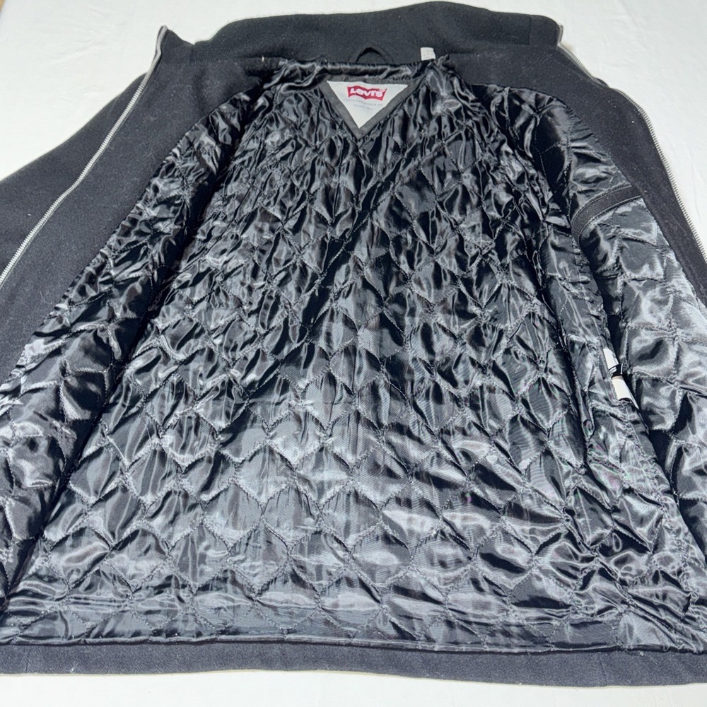 Vintage Levi's Chore Jacket Men's Large Wool Quilted Field Coat Barn Utility Blk - Picture 4 of 10